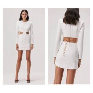 NWT MISHA Questa Chain Mini Dress in Ivory Size M $395
